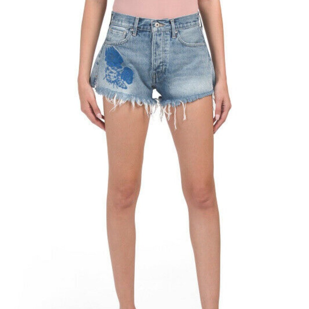 Levis Made & Crafted Embroidered Cut off Jean Shorts Hi Rise Size 29 NWT - Picture 5 of 8